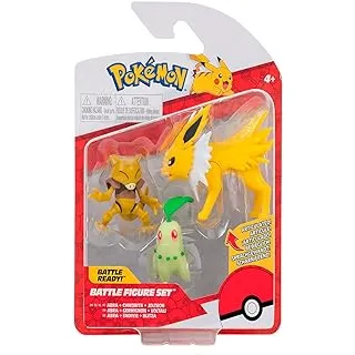 Pokémon - 3 Figuras De Ação - Abra, Chikorita e Jolteon