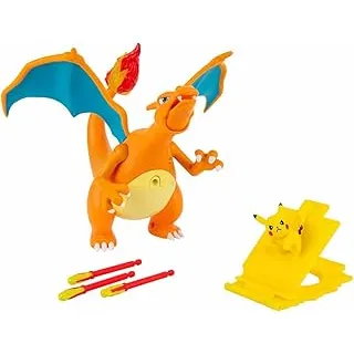 Pokémon Charizard Deluxe Feature Figure - includes 7-inch Interactive Charizard Figure Plus 2-inch Pikachu Figure with Figure Launcher - Authentic Details
